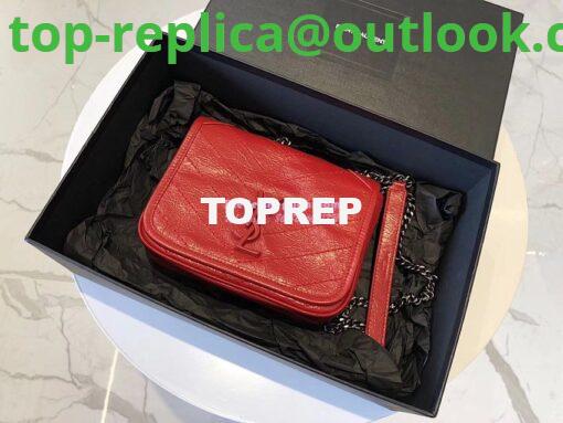 Replica YSL Saint Laurent Niki Chain Wallet In Crinkled Vintage Leather 583103 Red 2