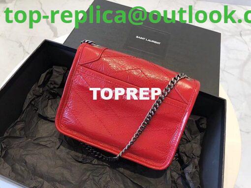 Replica YSL Saint Laurent Niki Chain Wallet In Crinkled Vintage Leather 583103 Red 6