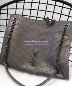 Replica Saint Laurent YSL Niki Medium Shopping Bag In Crinkled Vintage Leather 577999 Fog