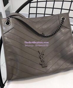 Replica Saint Laurent YSL Niki Medium Shopping Bag In Crinkled Vintage Leather 577999 Fog 2