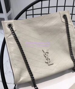 Replica Saint Laurent YSL Niki Medium Shopping Bag In Crinkled Vintage Leather 577999 Creme