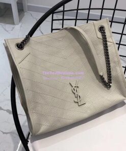 Replica Saint Laurent YSL Niki Medium Shopping Bag In Crinkled Vintage Leather 577999 Creme 2