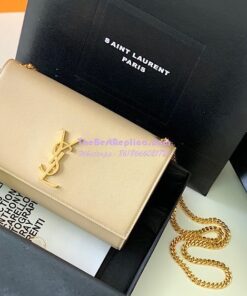 Replica YSL Saint Laurent Classic Medium Kate In Grained De Poudre Textured Leather Beige