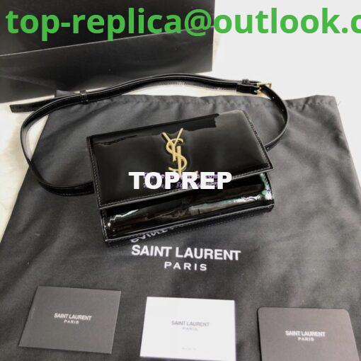 Replica Saint Laurent YSL Kate Belt Bag In Patent Leather 534395 Black