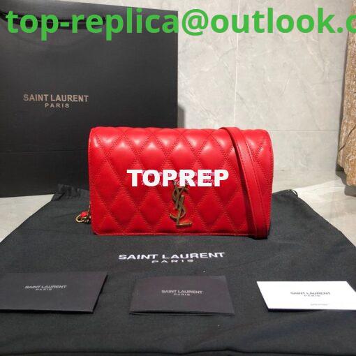 Replica Saint Laurent YSL Angie Chain Bag In Diamond-quilted Lambskin 568906 Red