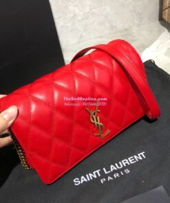 Replica Saint Laurent YSL Angie Chain Bag In Diamond-quilted Lambskin 568906 Red 2