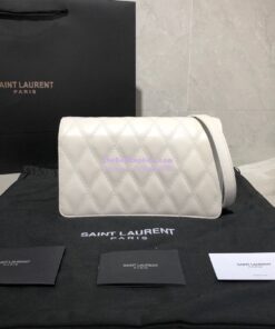 Replica Saint Laurent YSL Angie Chain Bag In Diamond-quilted Lambskin 568906 Blanc 2