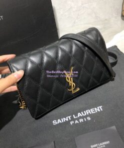 Replica Saint Laurent YSL Angie Chain Bag In Diamond-quilted Lambskin 568906 Black 2