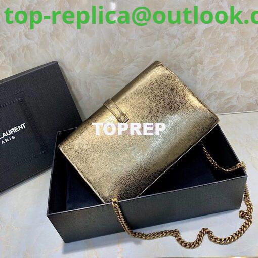 Replica Saint Laurent YSL Sulpice Chain Wallet In Smooth Leather 554763 Metallic Gold 9