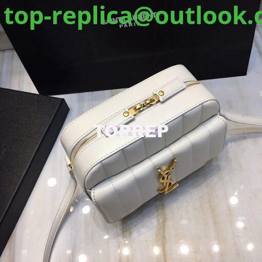 Replica Saint Laurent YSL Vicky Camera Bag In Quilted Lambskin 555052 White 3