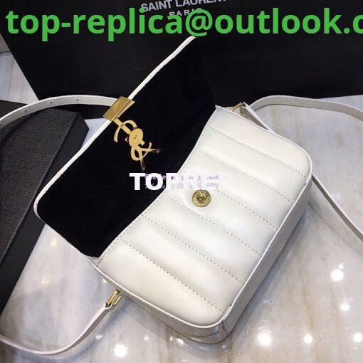 Replica Saint Laurent YSL Vicky Camera Bag In Quilted Lambskin 555052 White 4