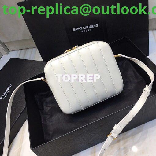 Replica Saint Laurent YSL Vicky Camera Bag In Quilted Lambskin 555052 White 7