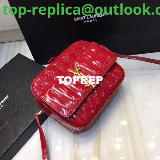 Replica Saint Laurent YSL Vicky Camera Bag In Quilted Patent Leather 555052 Red 3