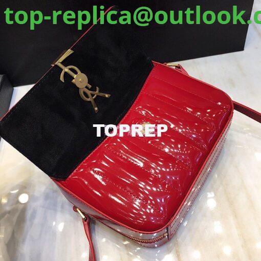 Replica Saint Laurent YSL Vicky Camera Bag In Quilted Patent Leather 555052 Red 5