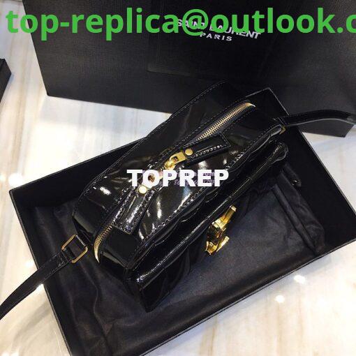 Replica Saint Laurent YSL Vicky Camera Bag In Quilted Patent Leather 555052 Black 2