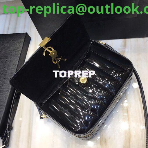 Replica Saint Laurent YSL Vicky Camera Bag In Quilted Patent Leather 555052 Black 6