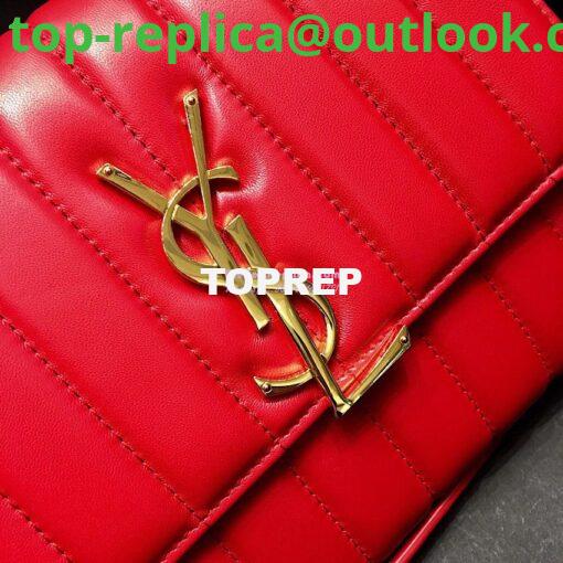 Replica Saint Laurent YSL Vicky Chain Wallet In Quilted Lambskin 554125 Red 5