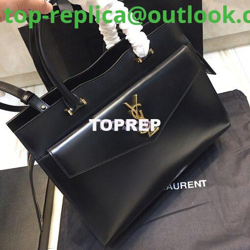 Replica Saint Laurent YSL Uptown Medium Tote In Shiny Smooth Leather 557653 Black 2