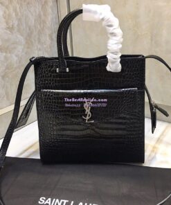 Replica Saint Laurent YSL Uptown Small Tote In Uptown Small Tote In Shiny Crocodile-embossed Leather 561203 Black