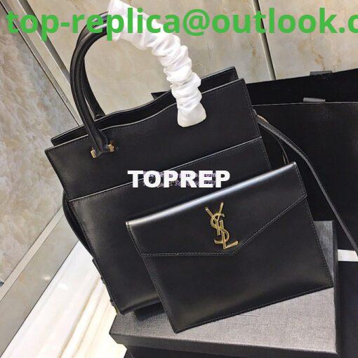 Replica Saint Laurent YSL Uptown Small Tote In Shiny Smooth Leather 561203 Black