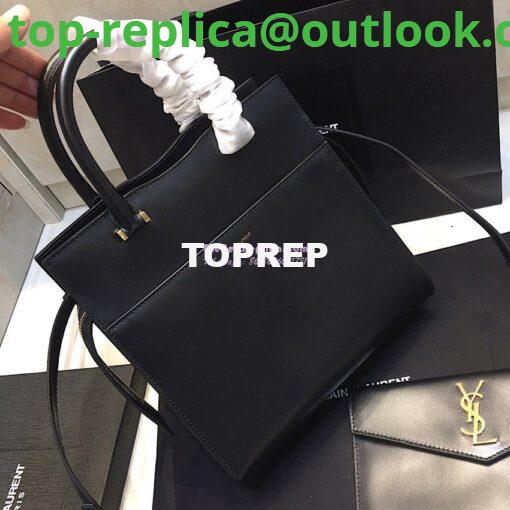 Replica Saint Laurent YSL Uptown Small Tote In Shiny Smooth Leather 561203 Black 2