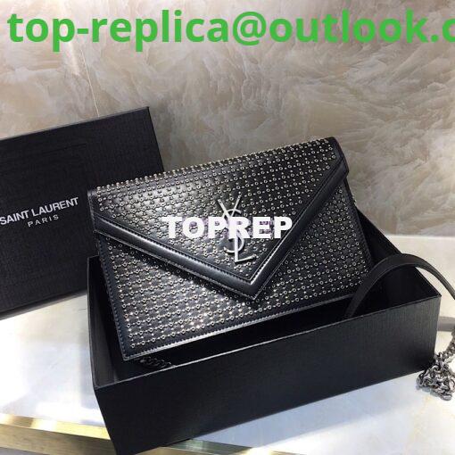 Replica Saint Laurent YSL Le Sept Stud Chain Bag in black leather 2