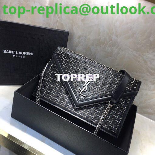 Replica Saint Laurent YSL Le Sept Stud Chain Bag in black leather 3