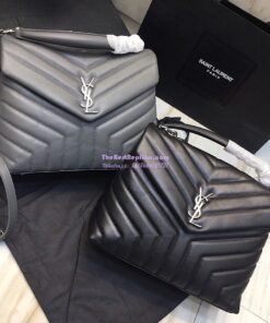 Replica Saint Laurent YSL LouLou Leather Top Handle Bag Black