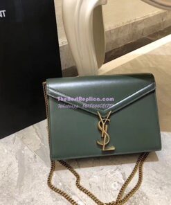 Replica YSL Saint Laurent Cassandra Monogram Clasp Bag In Smooth Leather Dark Green