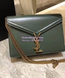 Replica YSL Saint Laurent Cassandra Monogram Clasp Bag In Smooth Leather Dark Green 2