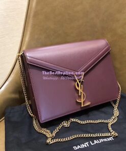 Replica YSL Saint Laurent Cassandra Monogram Clasp Bag In Smooth Leather Dark Red 2