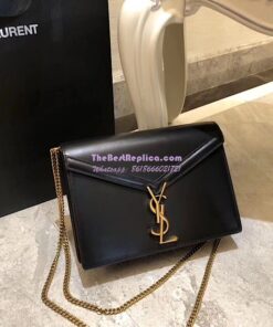 Replica YSL Saint Laurent Cassandra Monogram Clasp Bag In Smooth Leather Black