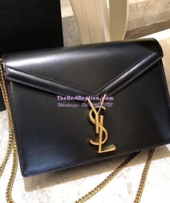 Replica YSL Saint Laurent Cassandra Monogram Clasp Bag In Smooth Leather Black 2