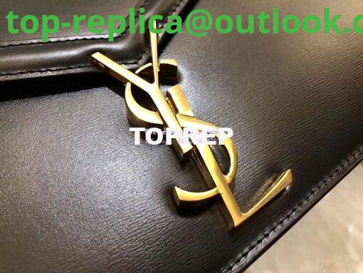 Replica YSL Saint Laurent Cassandra Monogram Clasp Bag In Smooth Leather Black 4