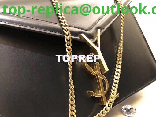 Replica YSL Saint Laurent Cassandra Monogram Clasp Bag In Smooth Leather Black 7