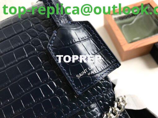 Replica YSL Saint Laurent Medium Sunset Monogram Dark Blue crocodile embossed bag 9