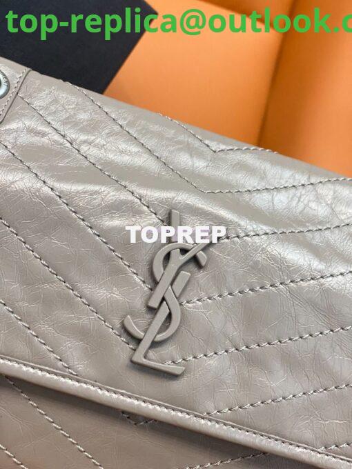 Replica YSL Saint Laurent Niki Chain Bag In Vintage Crinkled And Quilted Fog Leather 498894 3