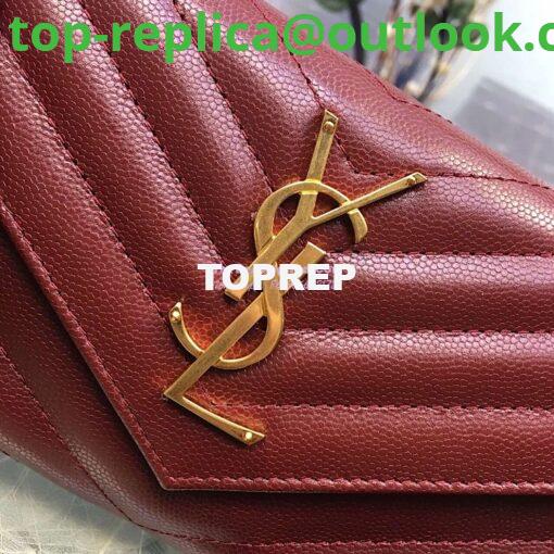 Replica YSL Saint Laurent Flap Wallet Textured Matelassé Leather 372264 Dark Red 2