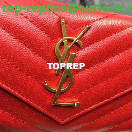 Replica YSL Saint Laurent Flap Wallet Textured Matelassé Leather 372264 Red 5