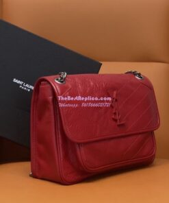 Replica YSL Saint Laurent Niki Chain Bag In Vintage Crinkled And Red Quilted Leather 498894 2