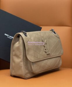 Replica YSL Saint Laurent Niki Chain Bag In Vintage Crinkled And Taupe Quilted Leather 498894 2