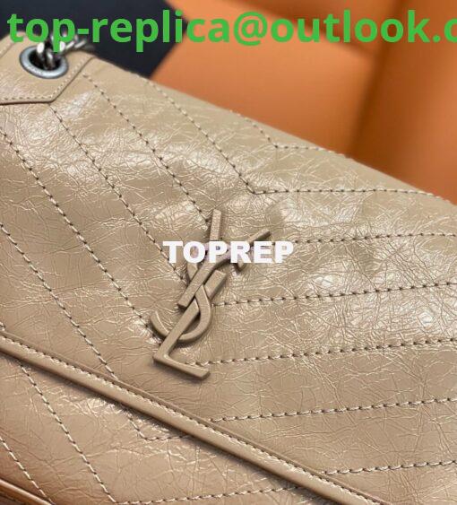 Replica YSL Saint Laurent Niki Chain Bag In Vintage Crinkled And Taupe Quilted Leather 498894 3