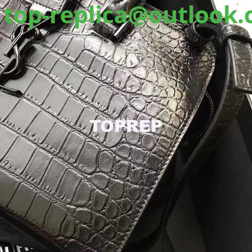 Replica YSL Saint Laurent Small Cabas In Black Crocodile Embossed Leather 424869 4