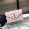 Replica YSL Saint Laurent Monogram Chain Wallet Grain De Poudre Rose in Rose Hardware 9