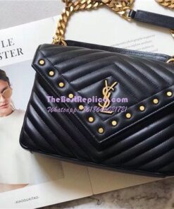 Replica Ysl Saint Laurent Top Handle Medium College Black Bag With gold Metal Chain