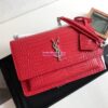 Replica YSL Saint Laurent Medium Sunset Monogram wine red crocodile embossed bag 12