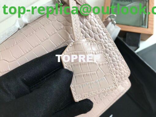 Replica YSL Saint Laurent Medium Sunset Monogram pink crocodile embossed bag 9