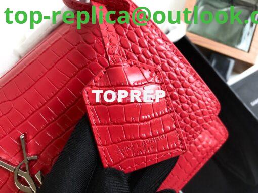 Replica YSL Saint Laurent Medium Sunset Monogram red crocodile embossed bag 9