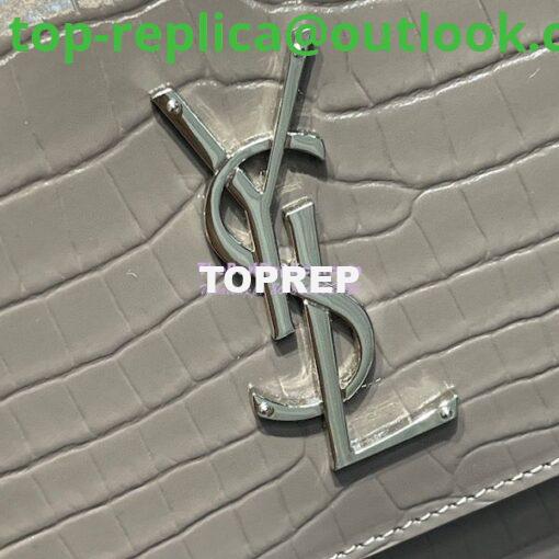 Replica YSL Saint Laurent Medium Sunset Monogram grey crocodile embossed bag 6