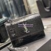 Replica YSL Monogram Saint Laurent Chain Wallet In Grey Crocodile Embossed Shiny Leather 442015 11